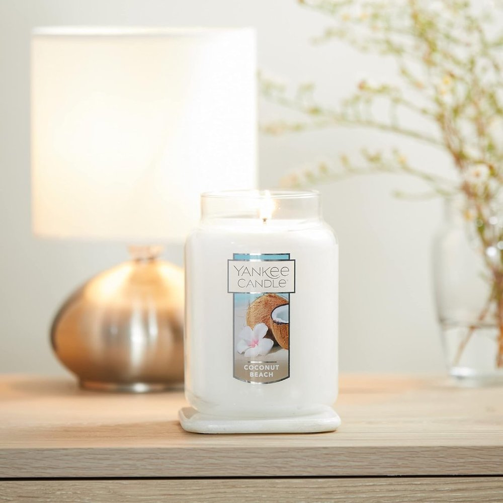 Candle Coconut Beach Scented, Classic 22oz Large Jar Single Wick Candle, Over 11